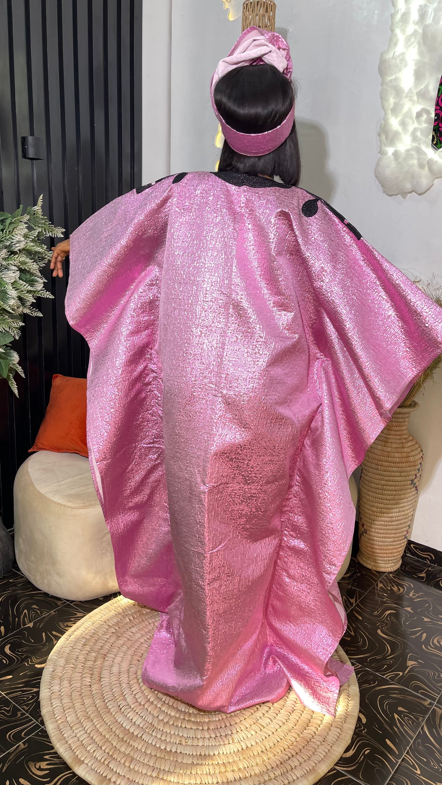 Morire Luxury Damask bubu dress with embroidery