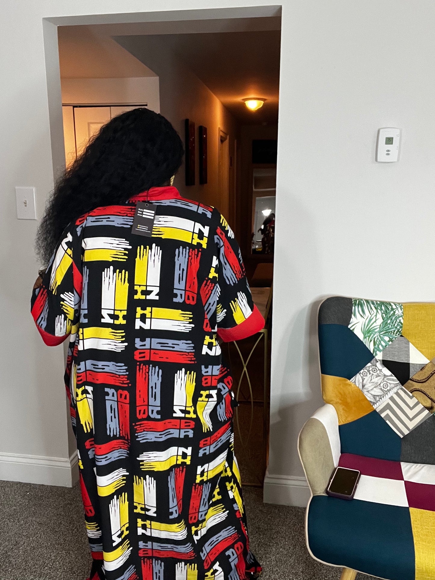Crepe kaftan dress with two side pockets