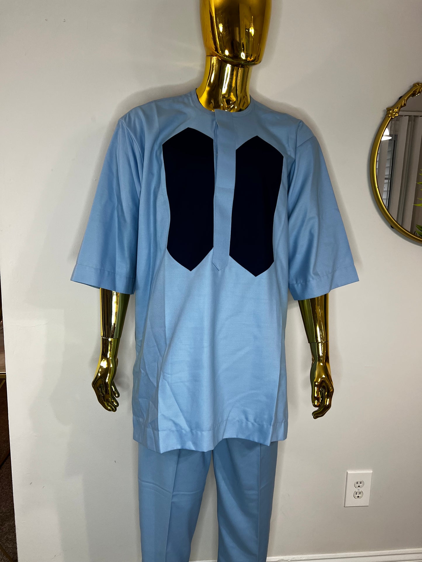 Femi African men 2pc (pant with shirt) outfit in light blue