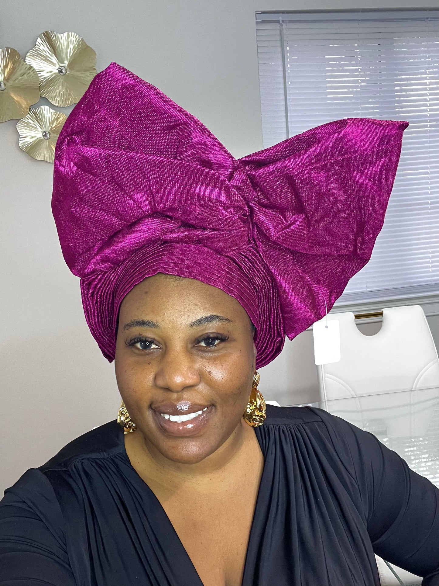 Pre-made pink Aso oke Headtie / Auto gele