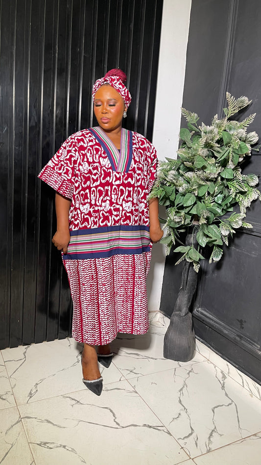Mofe Ankara African dress with aso oke