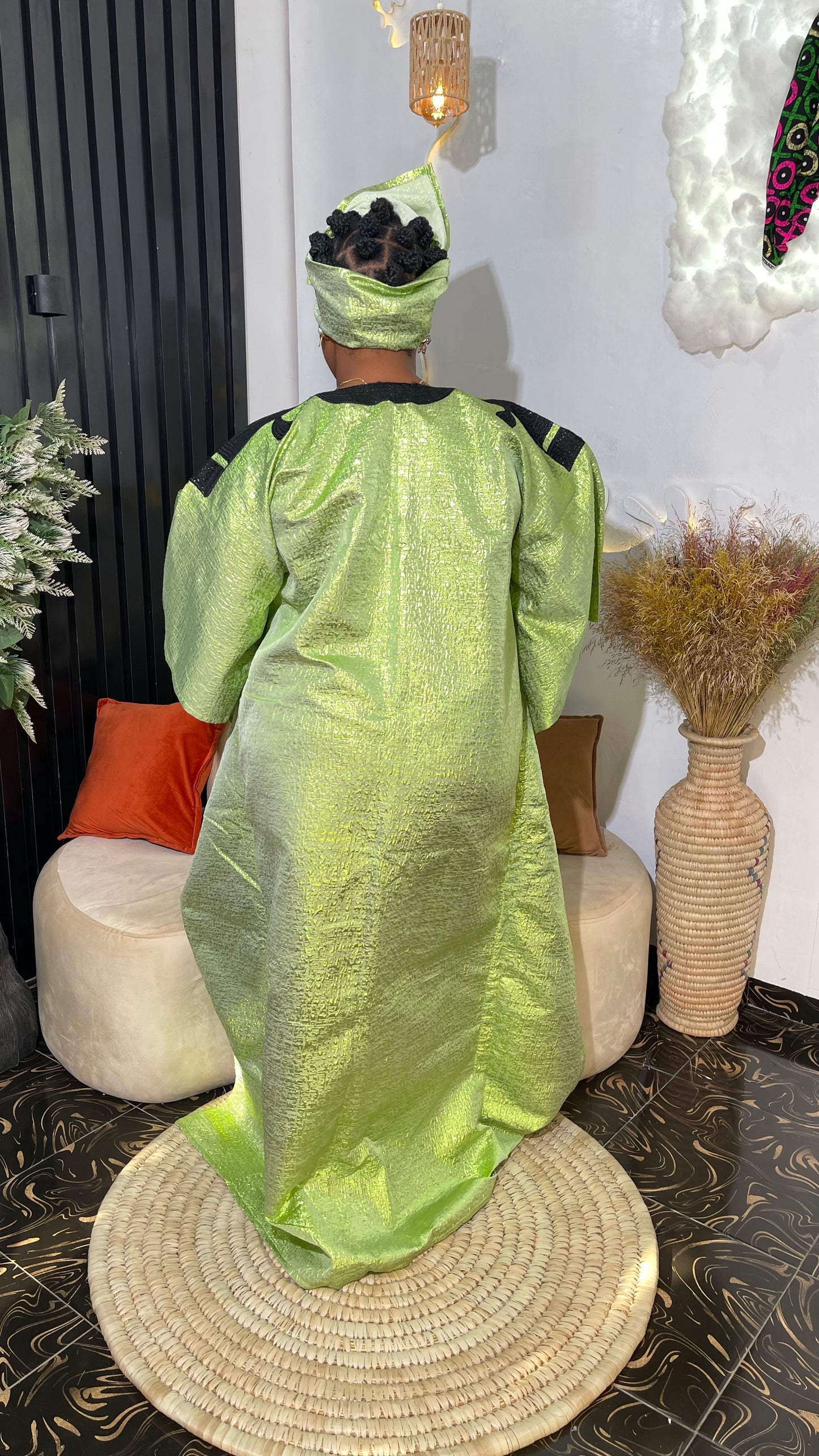 Morire Luxury Damask bubu dress with embroidery