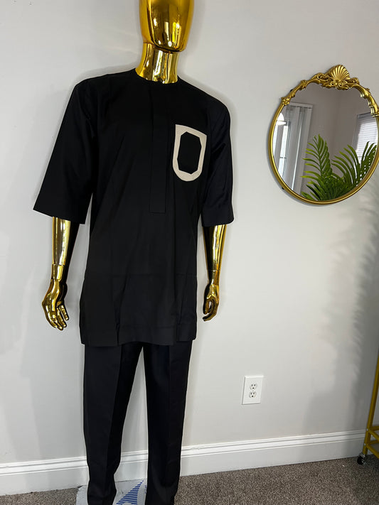 Collins African men 2pc (pant with shirt) outfit in black