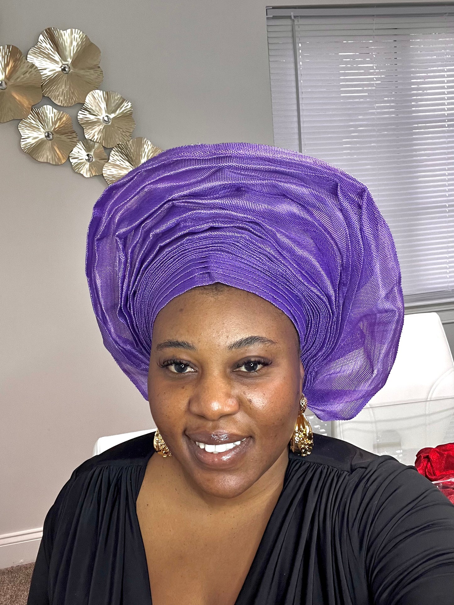 Pre-made Lilac purple Aso oke Headtie / Auto gele