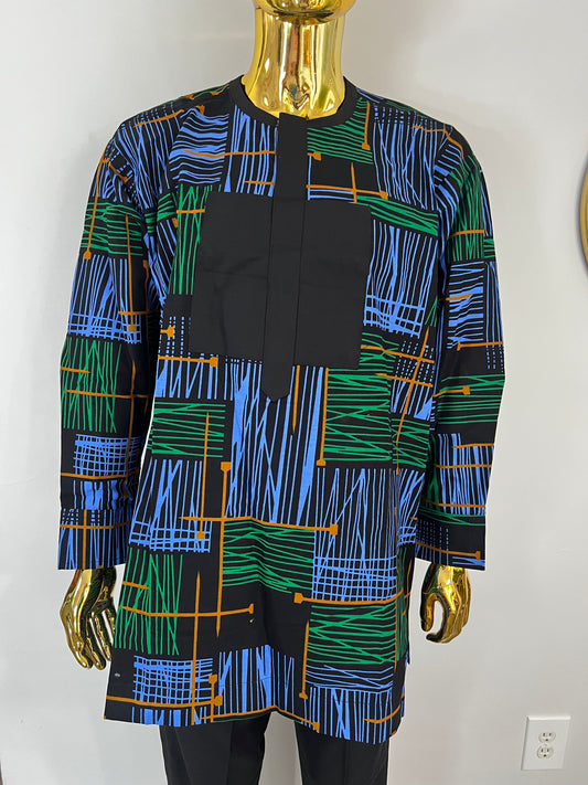 Kola Ankara African men’s shirt in long sleeve
