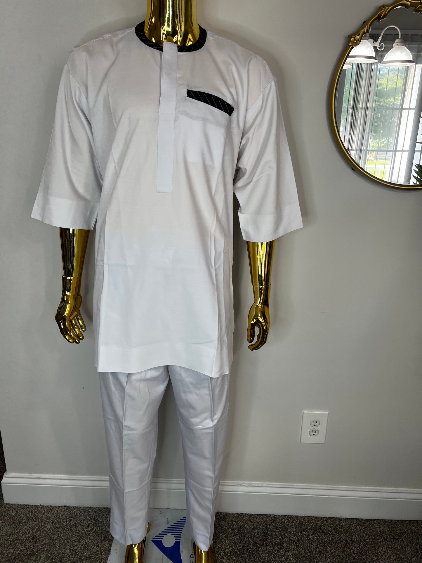 FM African men 2pc (pant with shirt) outfit in white