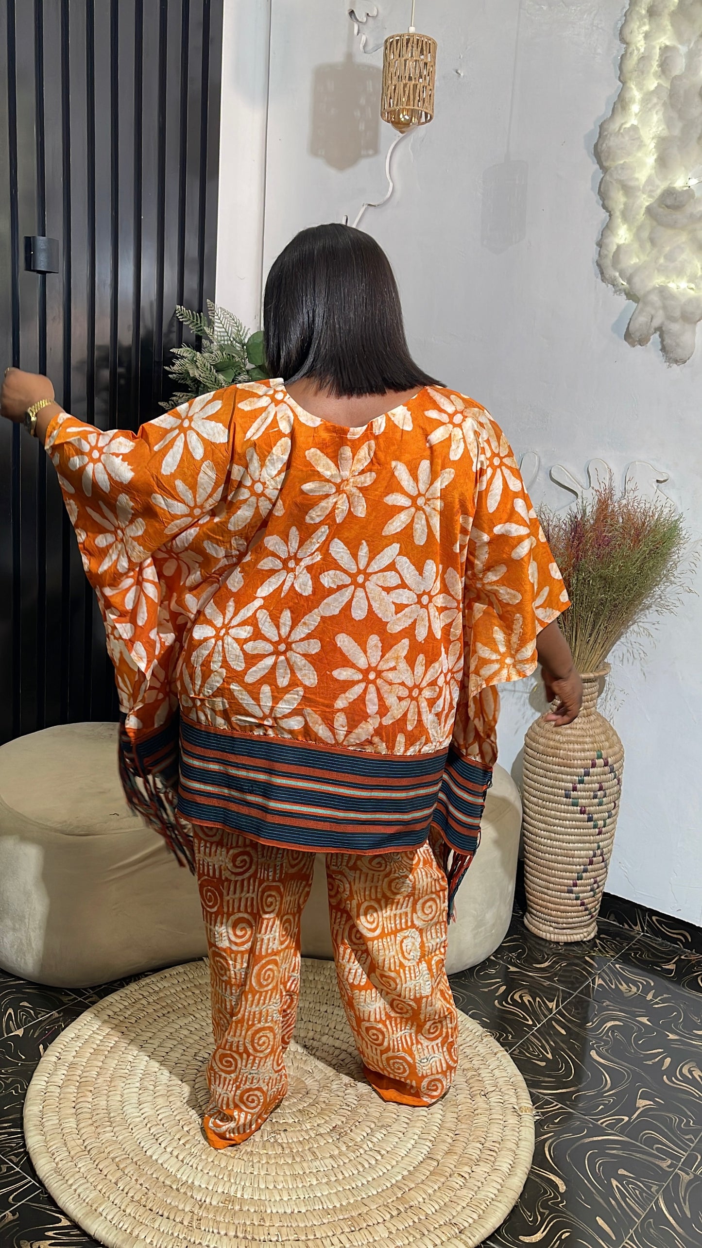 Morayo Tie-dye with aso oke Top & Pant