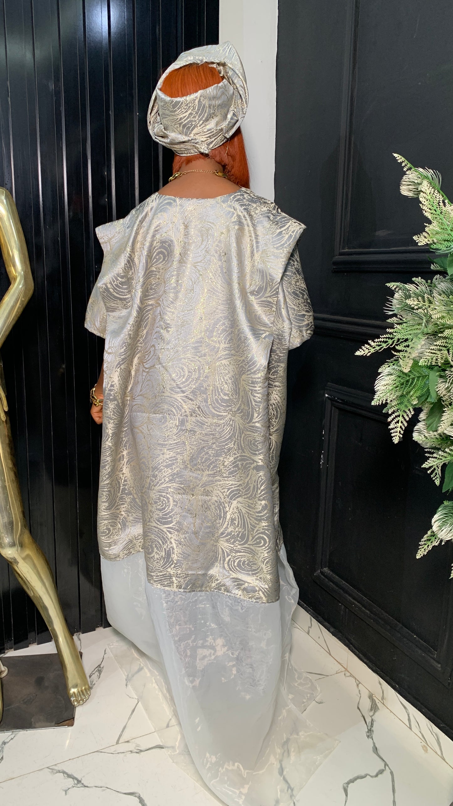 Abike brocade gray bubu African dress