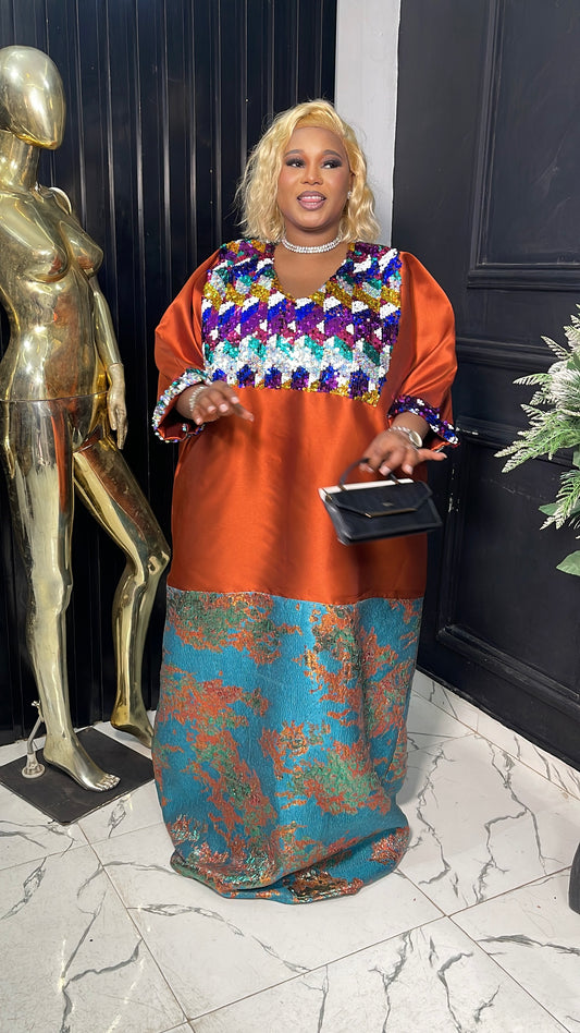 Emilia Micado with Damask and sequins bubu dress