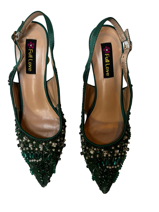 Green women fashion shoe