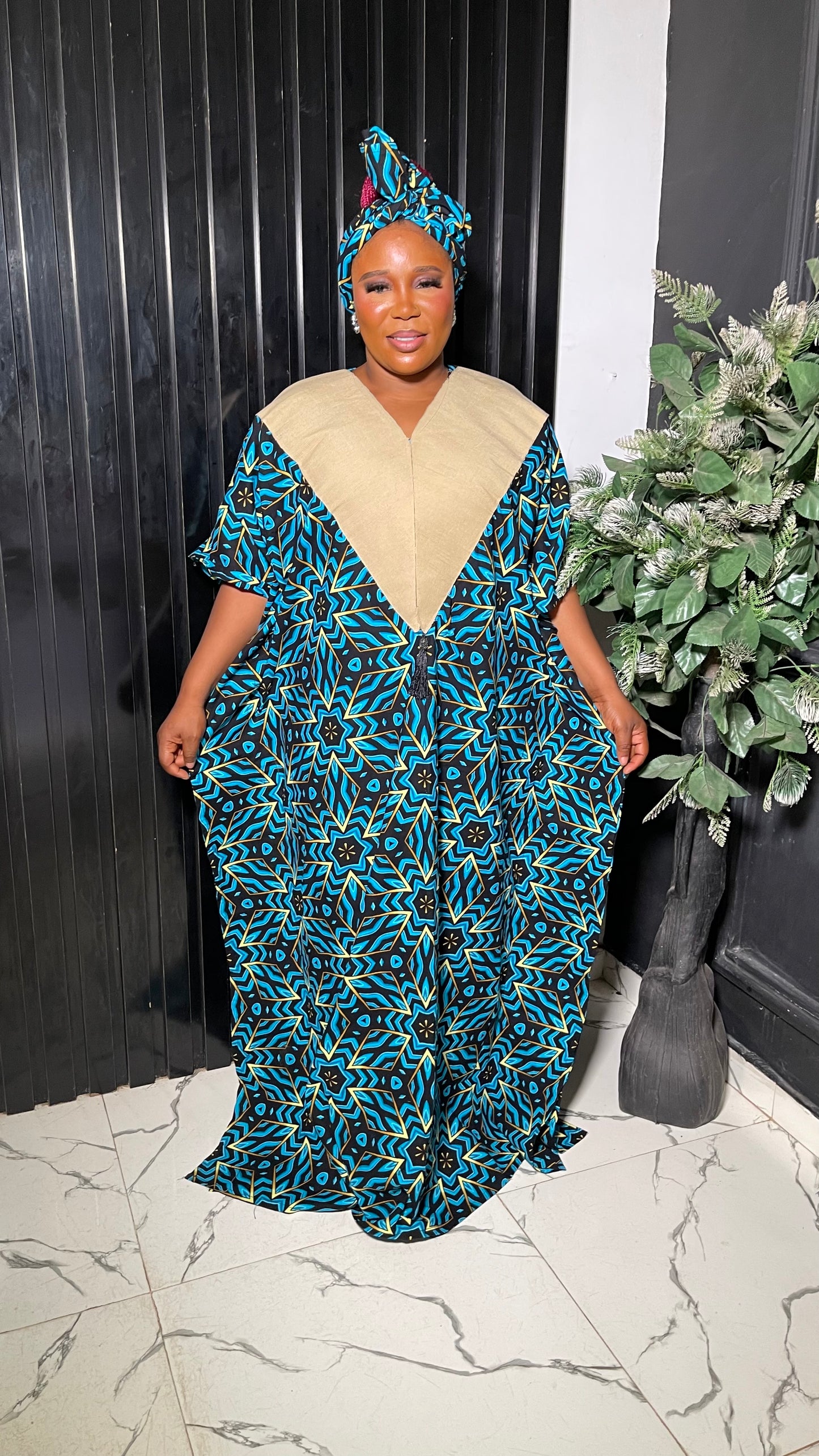 Amope Ankara bubu African dress with aso oke
