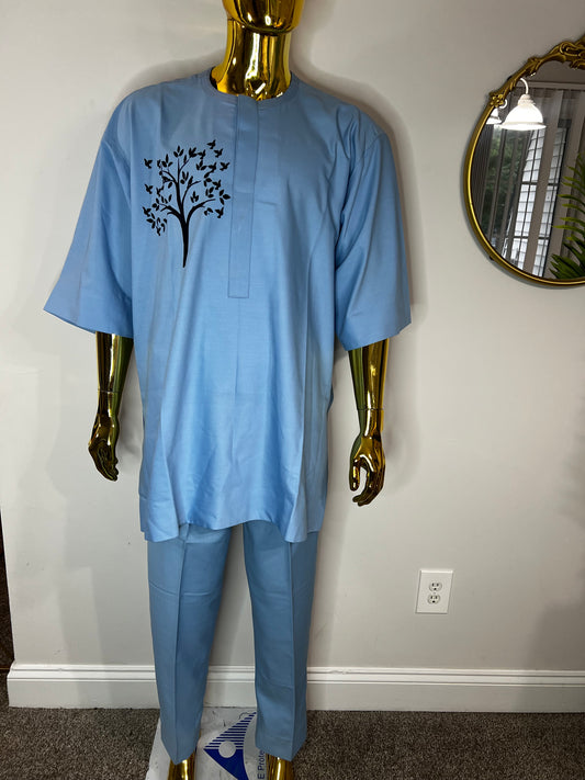 Harry African men 2pc (pant with shirt) outfit in light blue