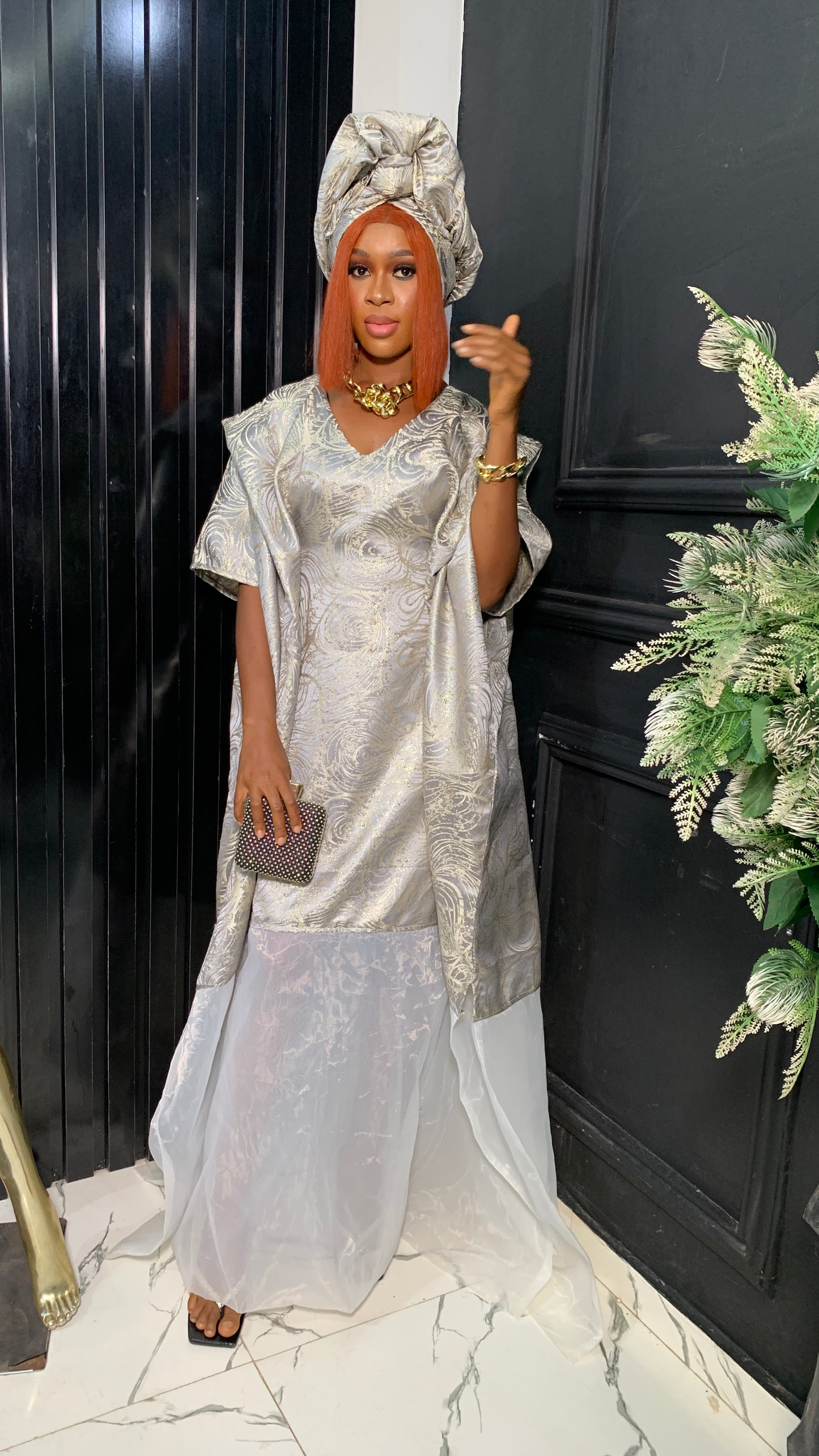 Abike brocade gray bubu African dress