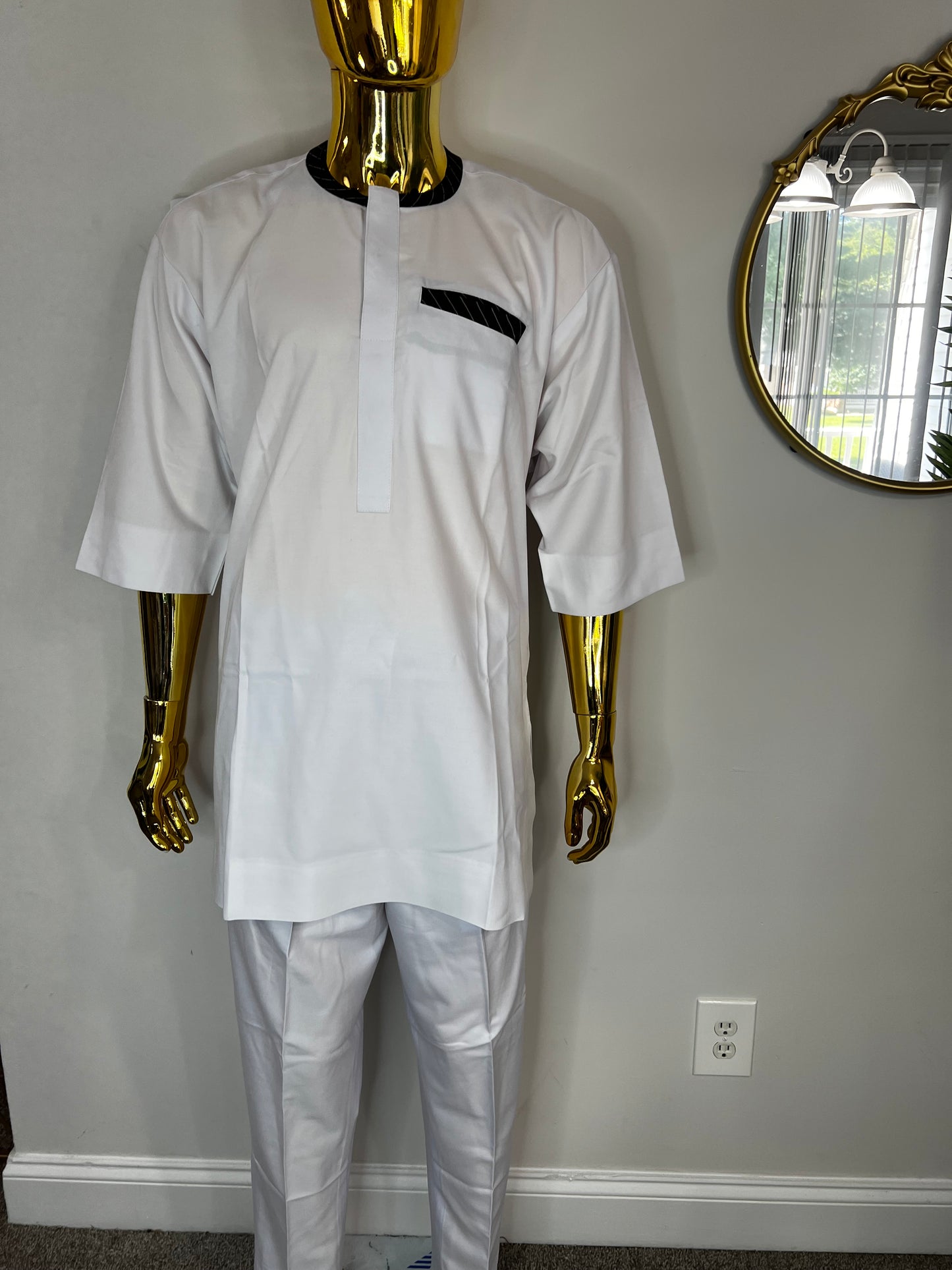 FM African men 2pc (pant with shirt) outfit in white