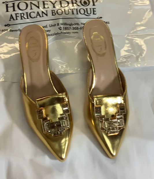 Gold women fashion half shoe