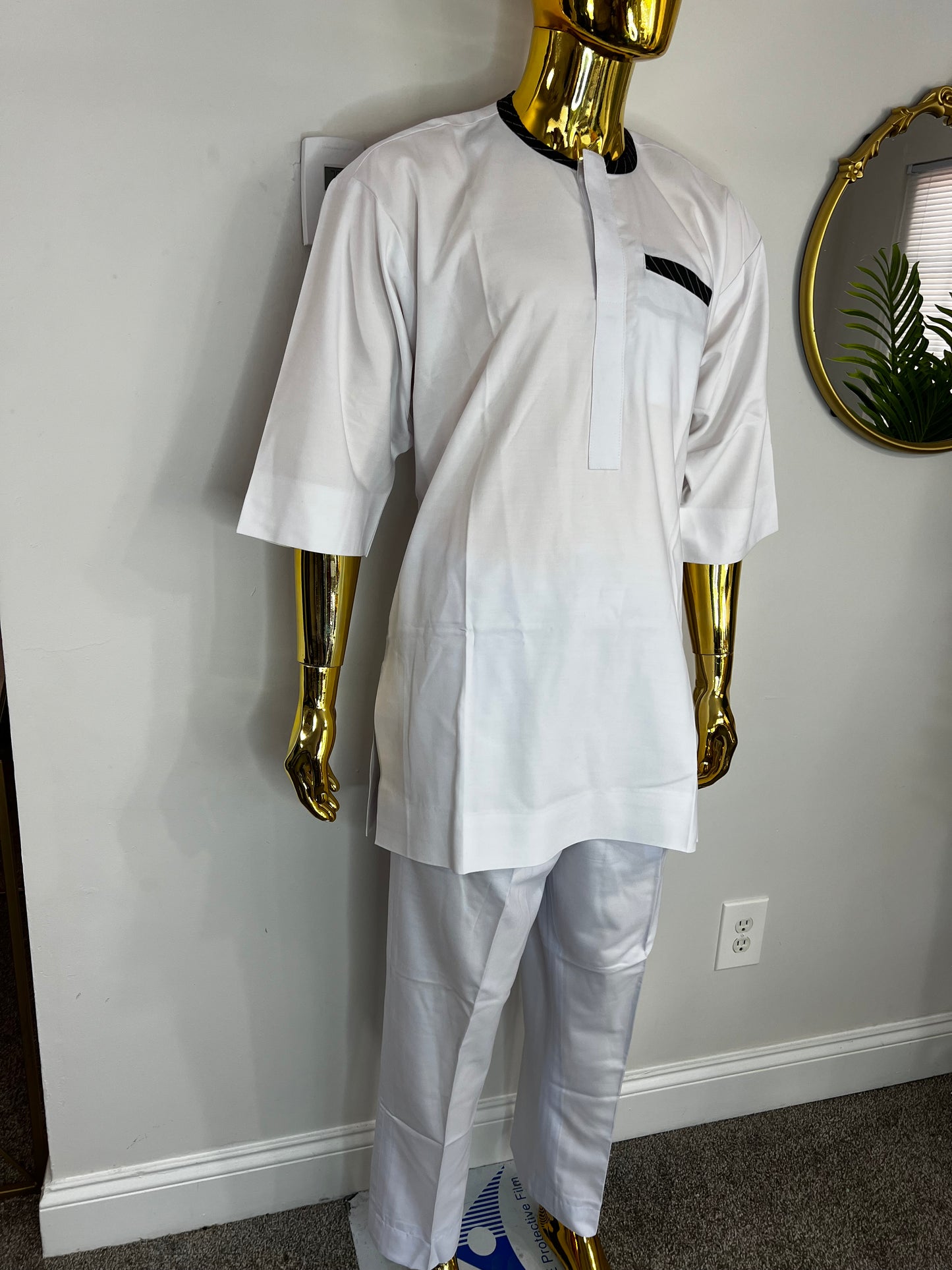 FM African men 2pc (pant with shirt) outfit in white