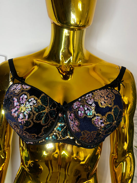 Sequins Double padded push up bra