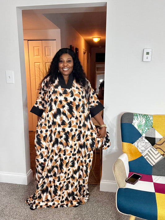 Crepe kaftan dress with side pockets
