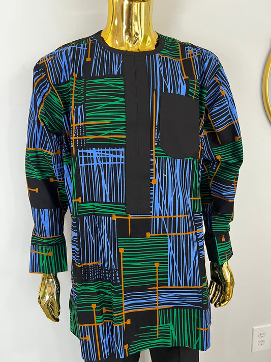 Kola Ankara African men’s shirt in long sleeve