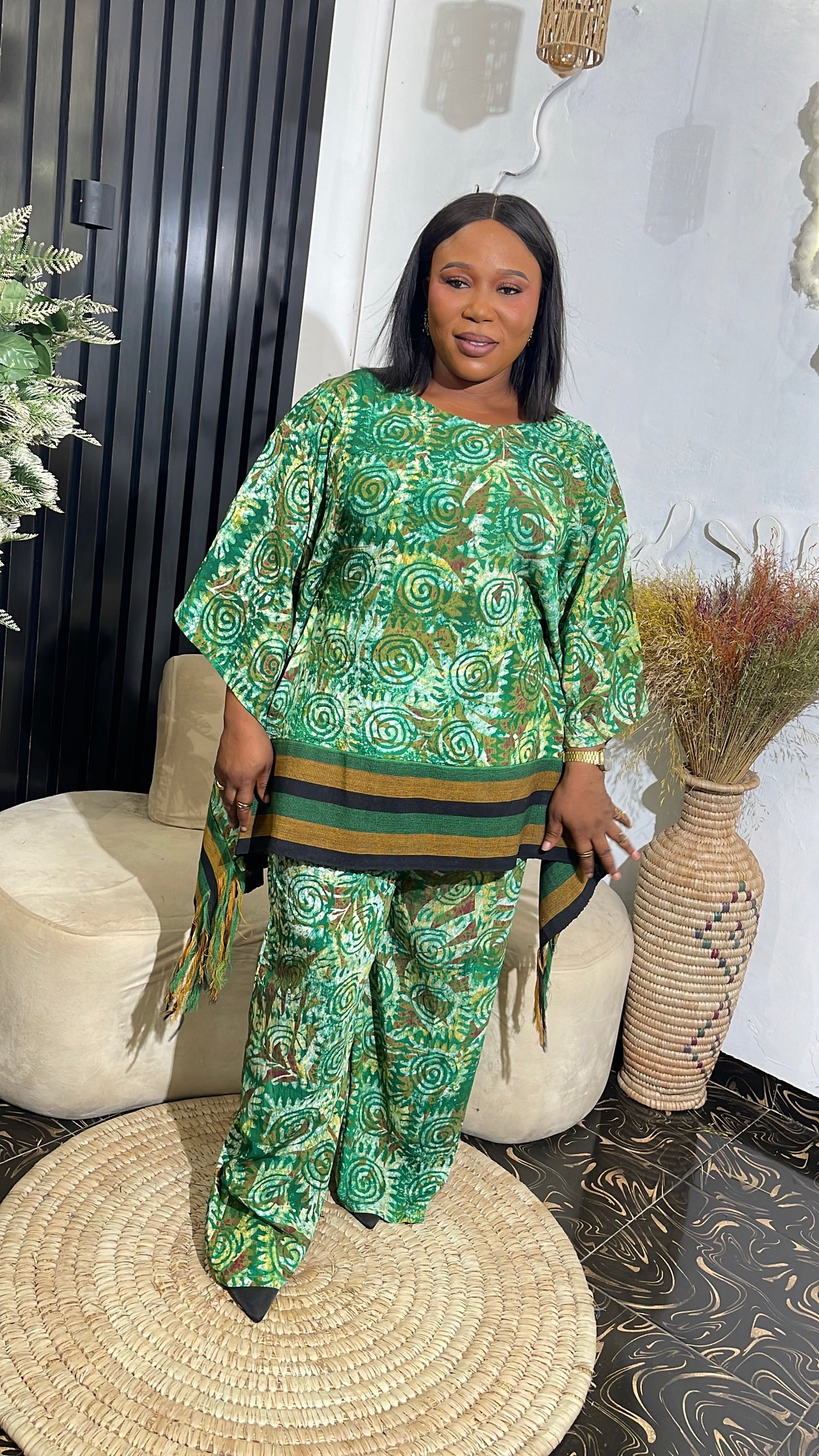 Morayo Tie-dye with aso oke Top & Pant