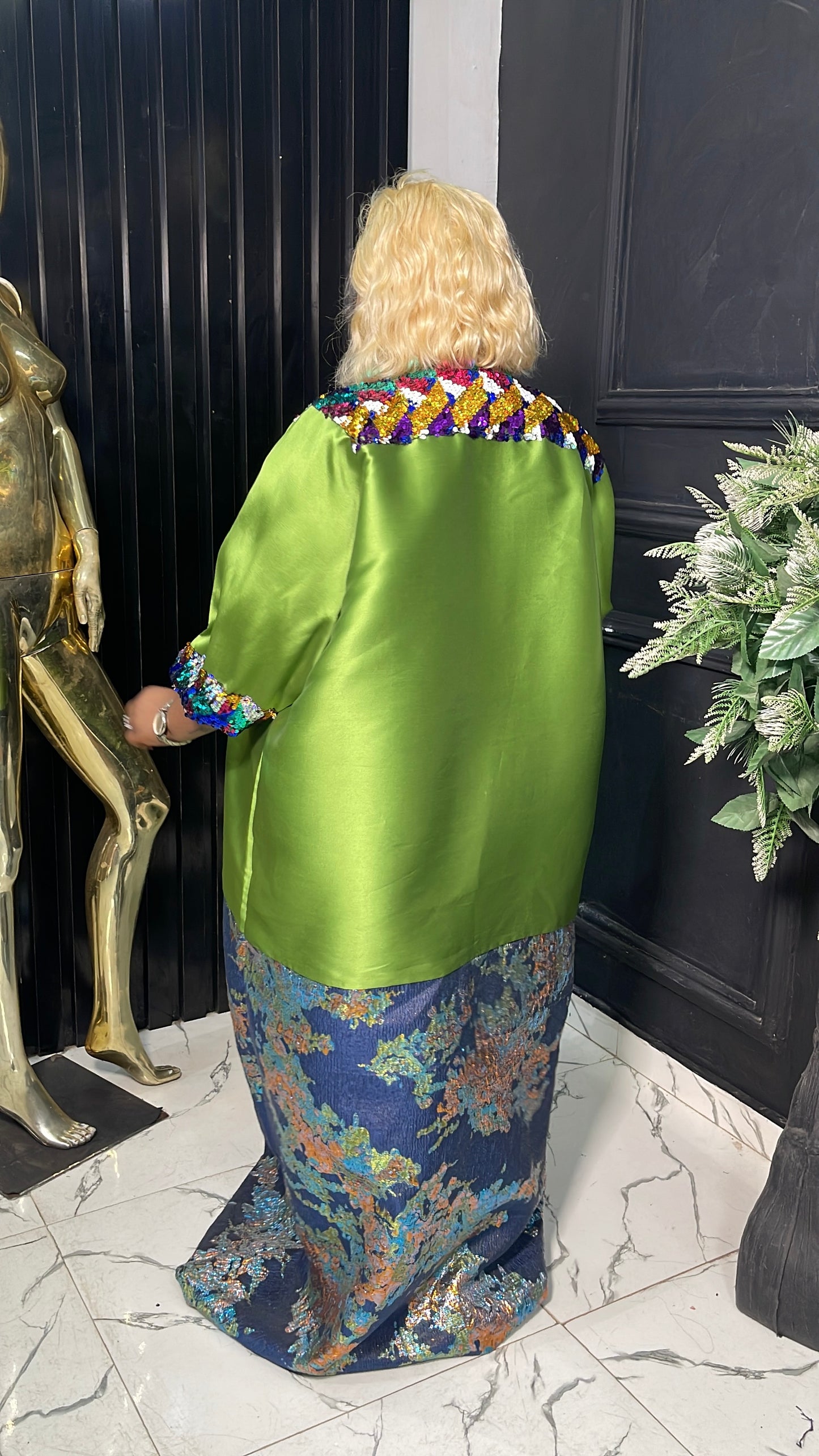 Emilia Micado with Damask and sequins bubu dress