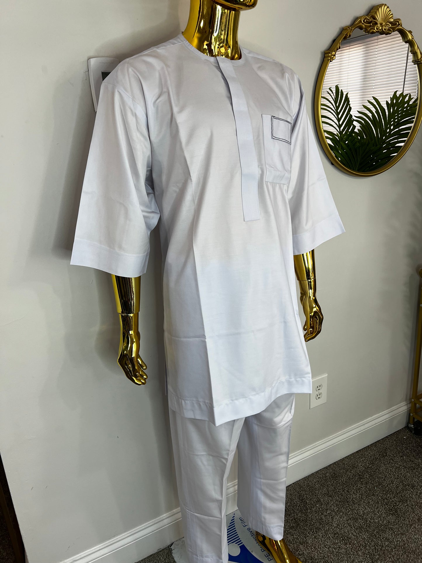 J&K African men 2pc (pant with shirt) outfit in white
