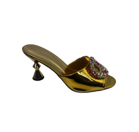 Gold women fashion slippers shoe