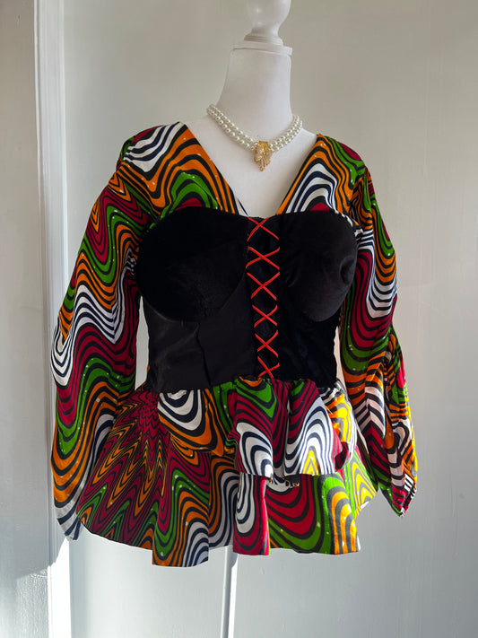 Tani stylish Ankara peplum blouse