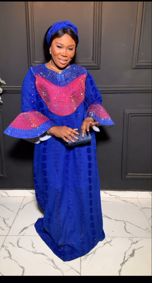 Teni Luxury African  embroidery and embellished Lace bubu dress