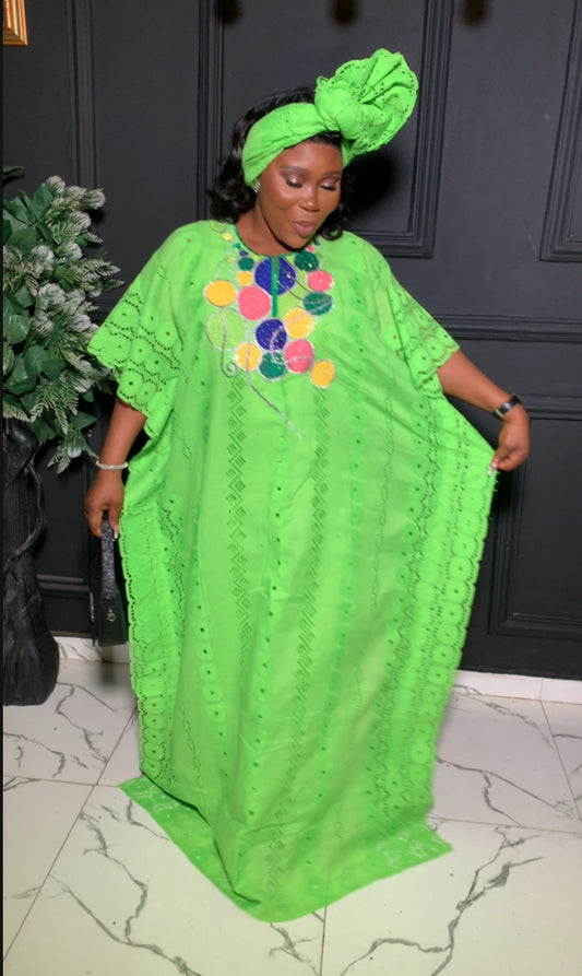Teju African embroidery and embellished Lace bubu dress