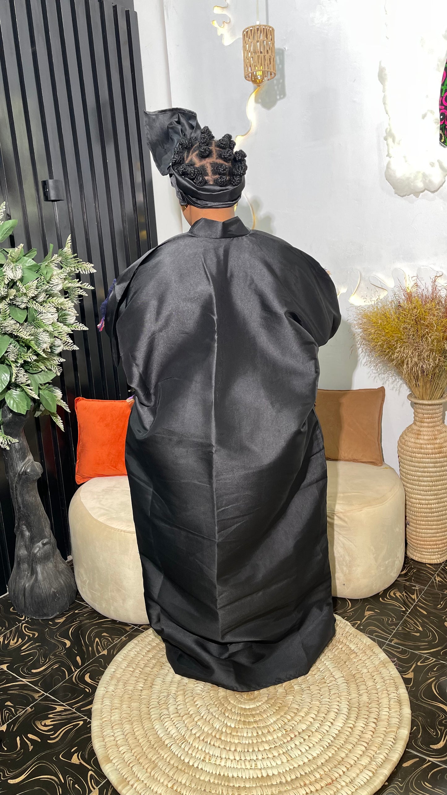 Rukie Stylish Micado Bubu Dress With Aso oke patches