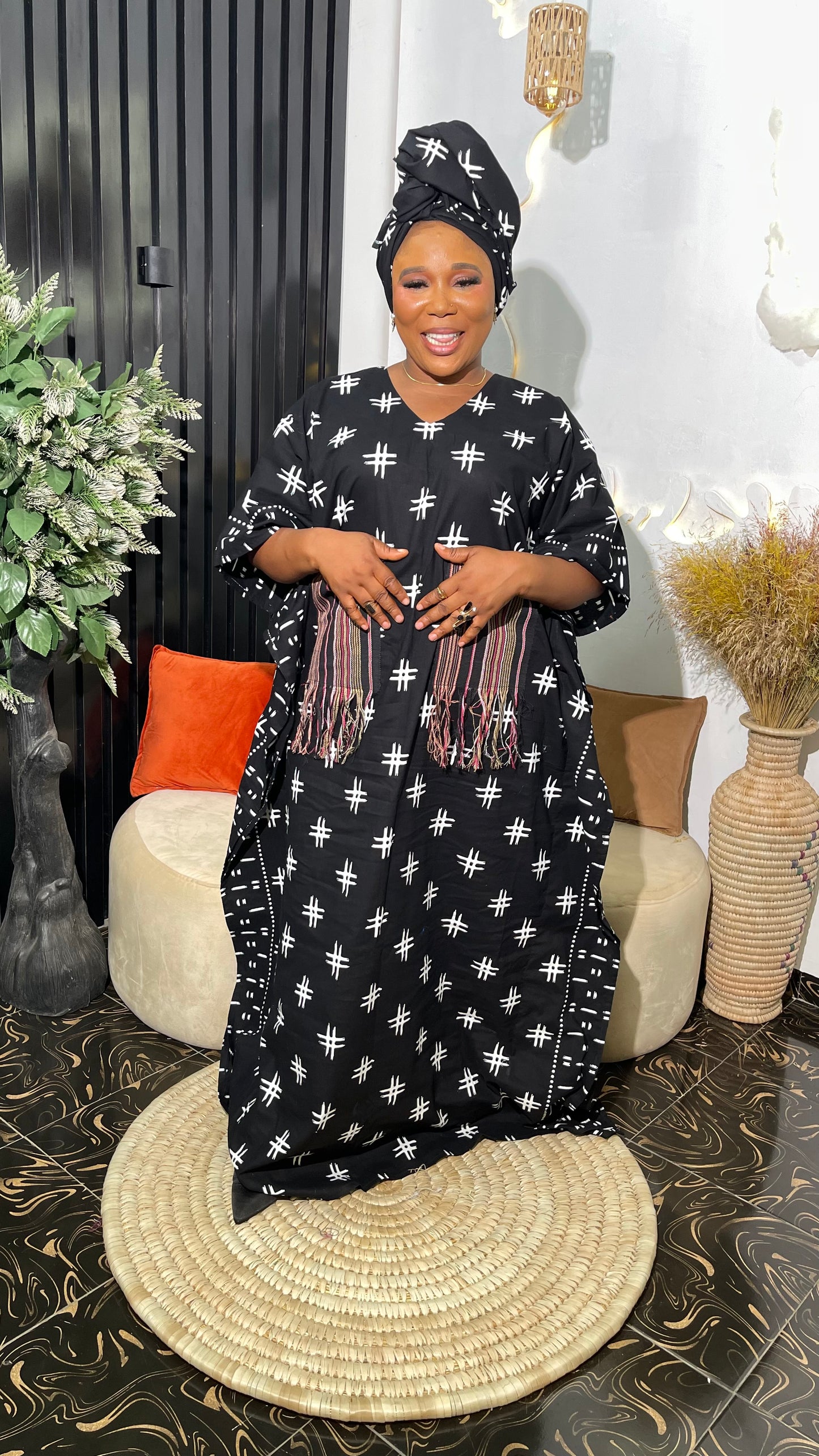 Jire Ankara maxi free dress with Aso Oke Pocket