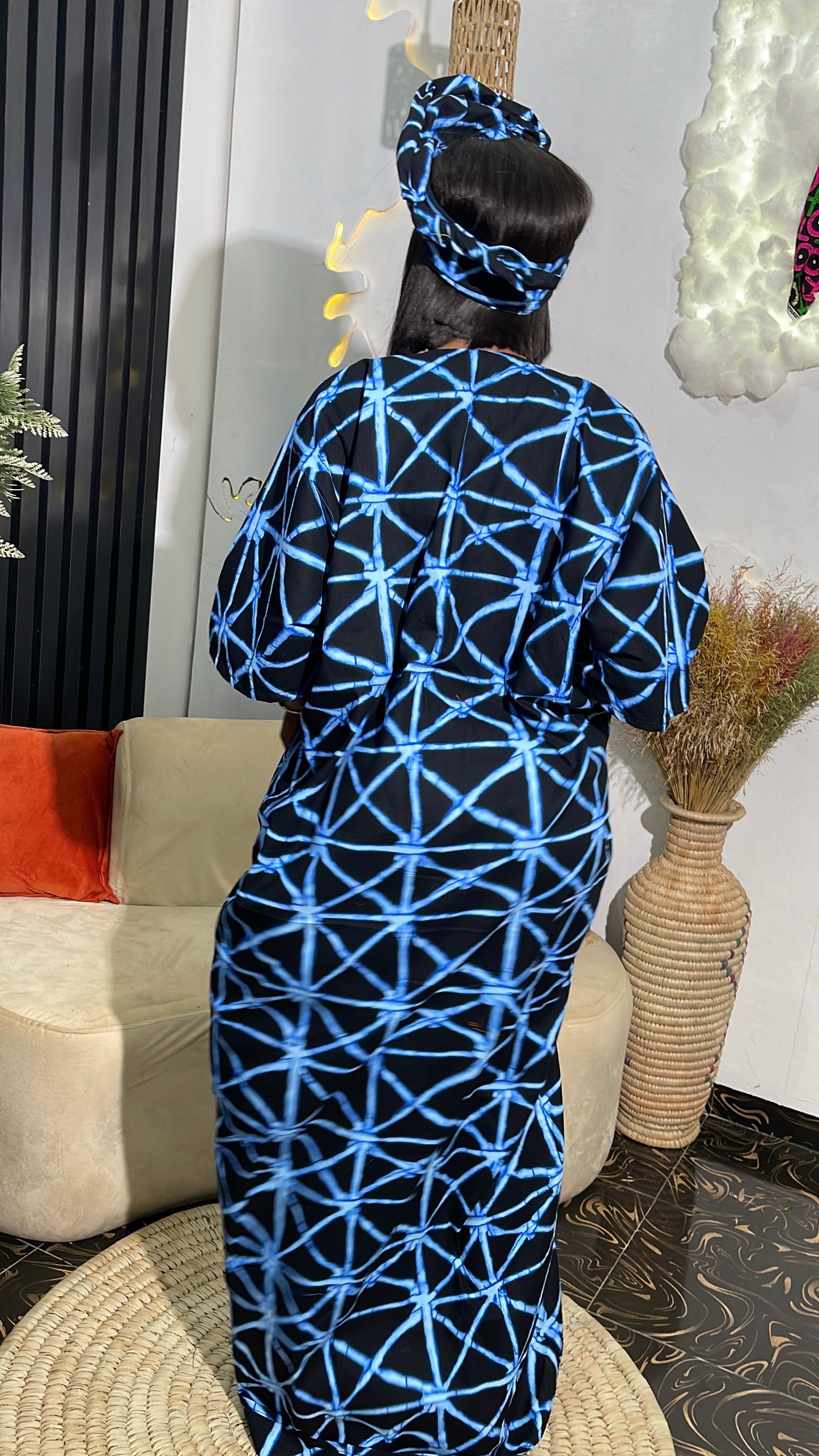 Jire Ankara maxi free dress with Aso Oke Pocket