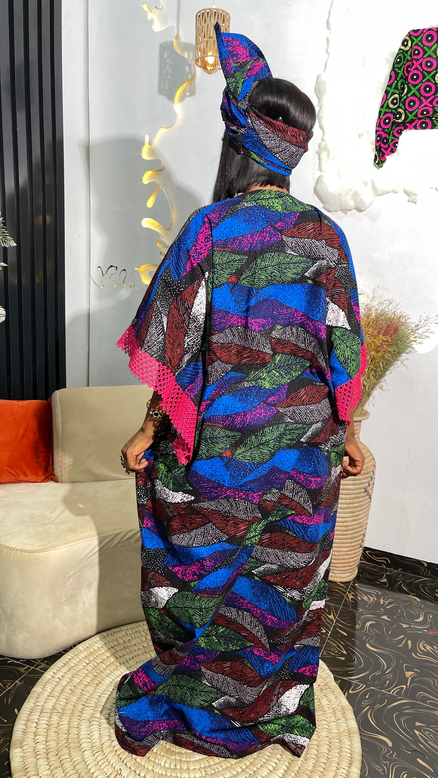 Ngozi Ankara with lace design maxi free dress