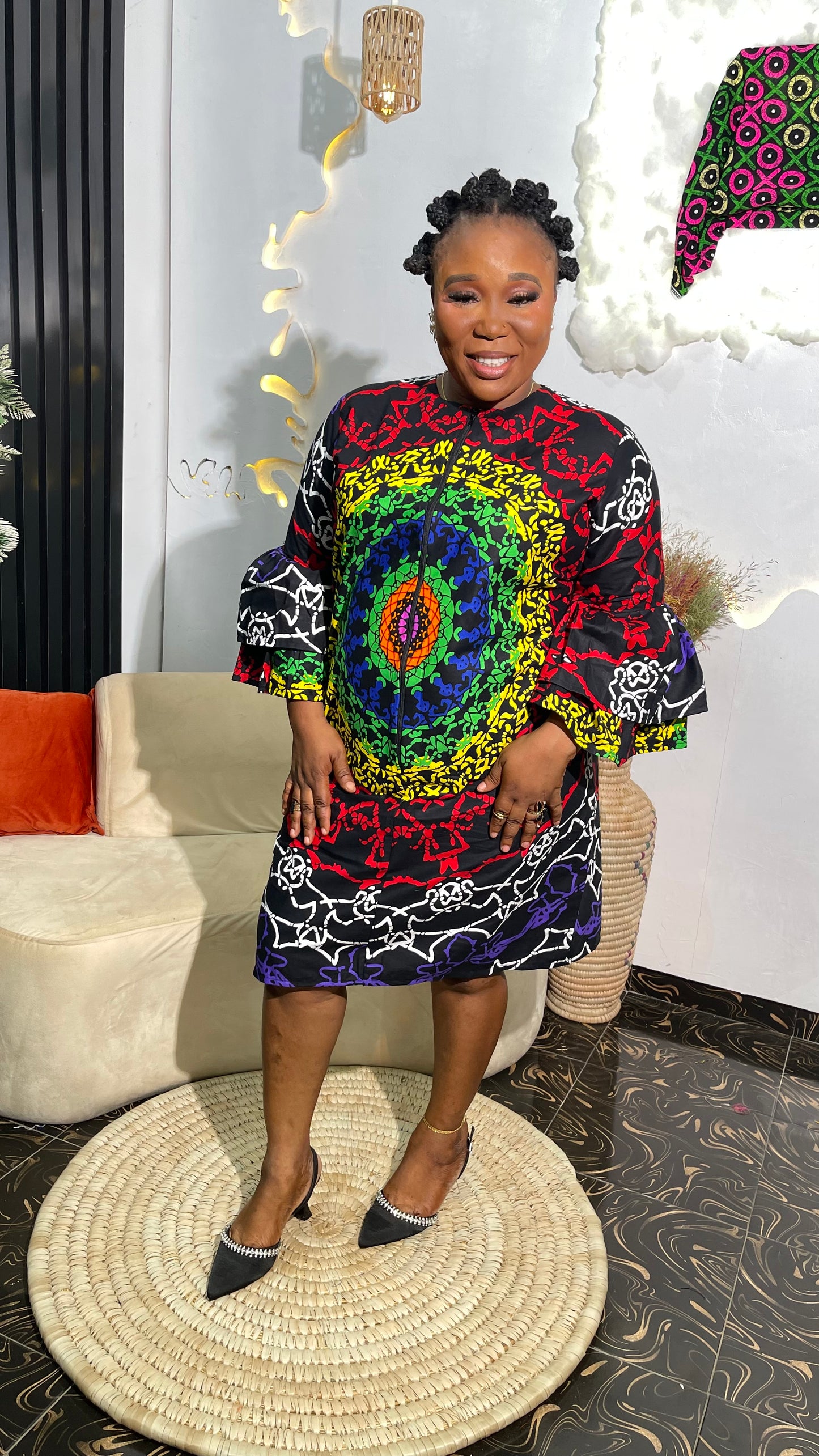 Vicky Stylish Short Ankara Dress