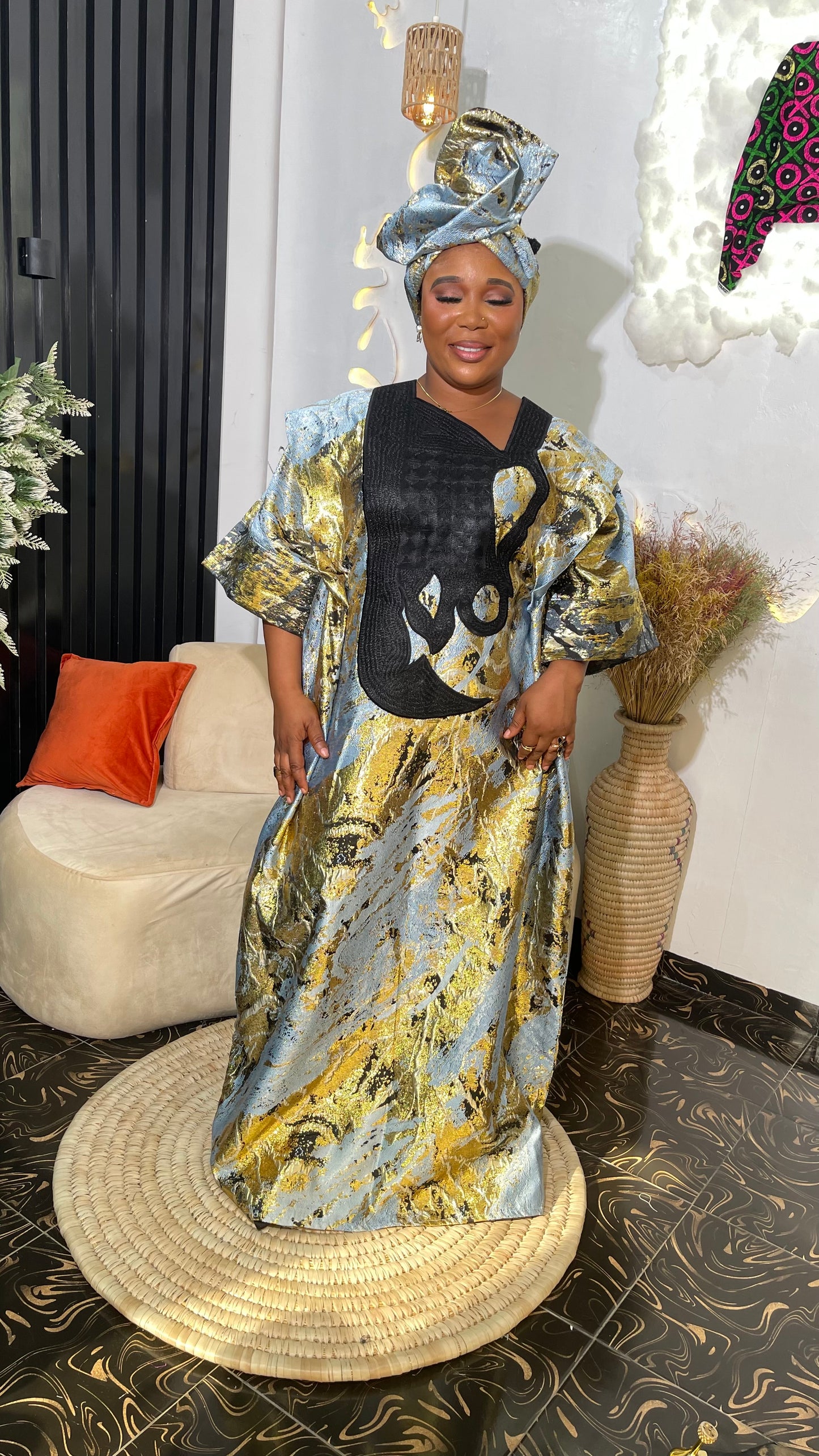 Moyo Elegant Damask bubu dress with embroidry