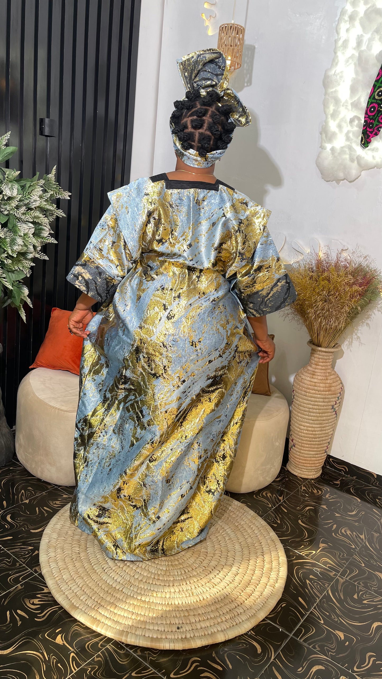 Moyo Elegant Damask bubu dress with embroidry