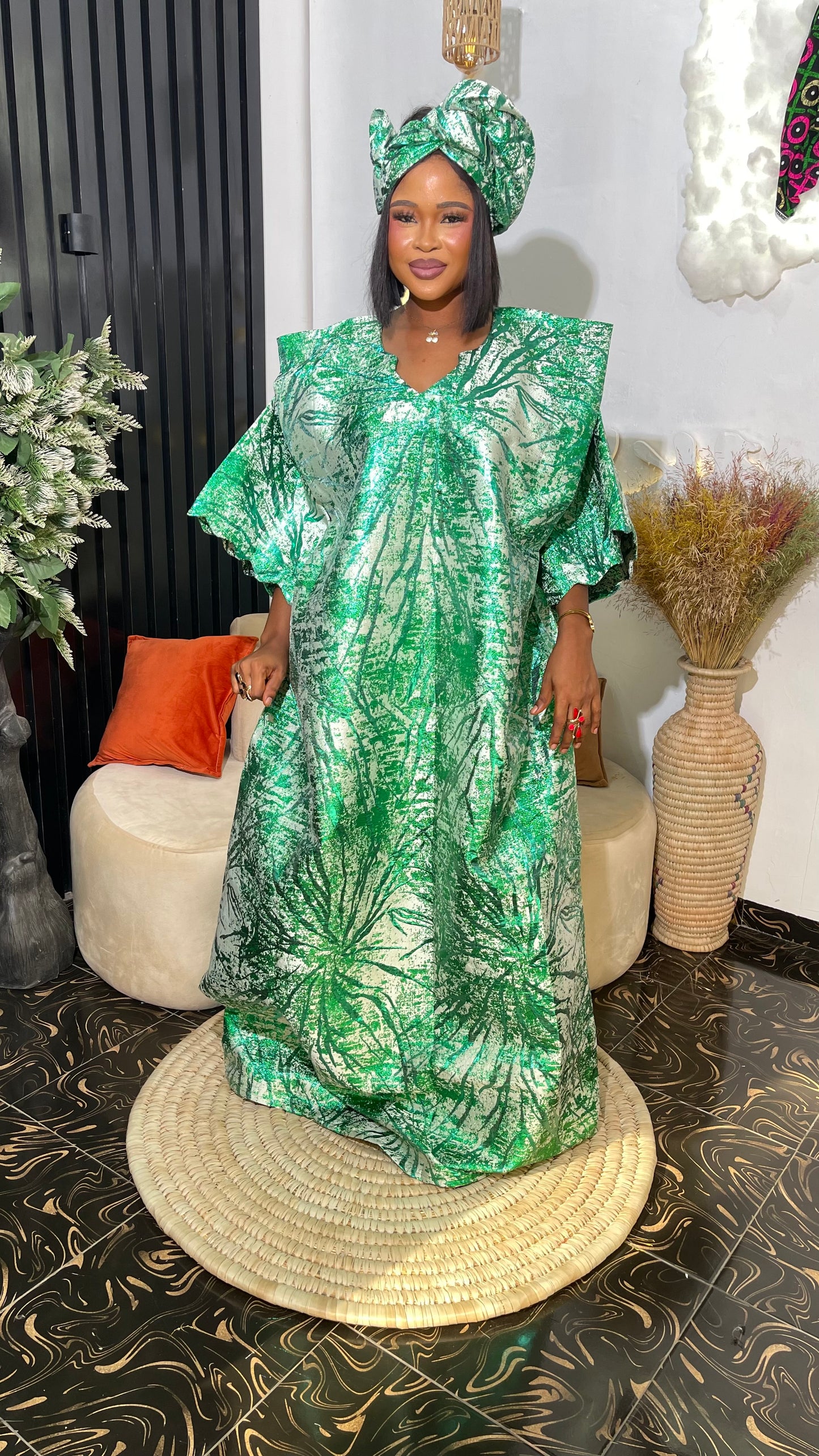 Vero Elegant Damask bubu dress / Brocade