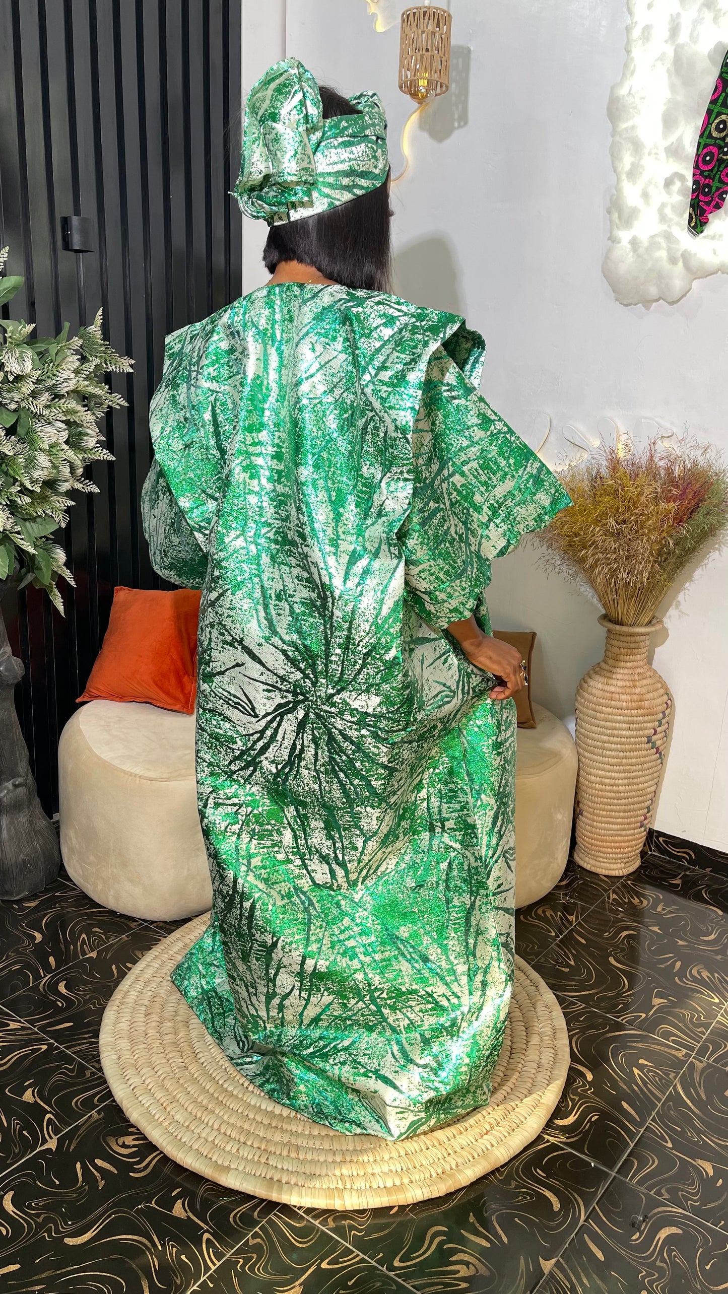 Vero Elegant Damask bubu dress / Brocade