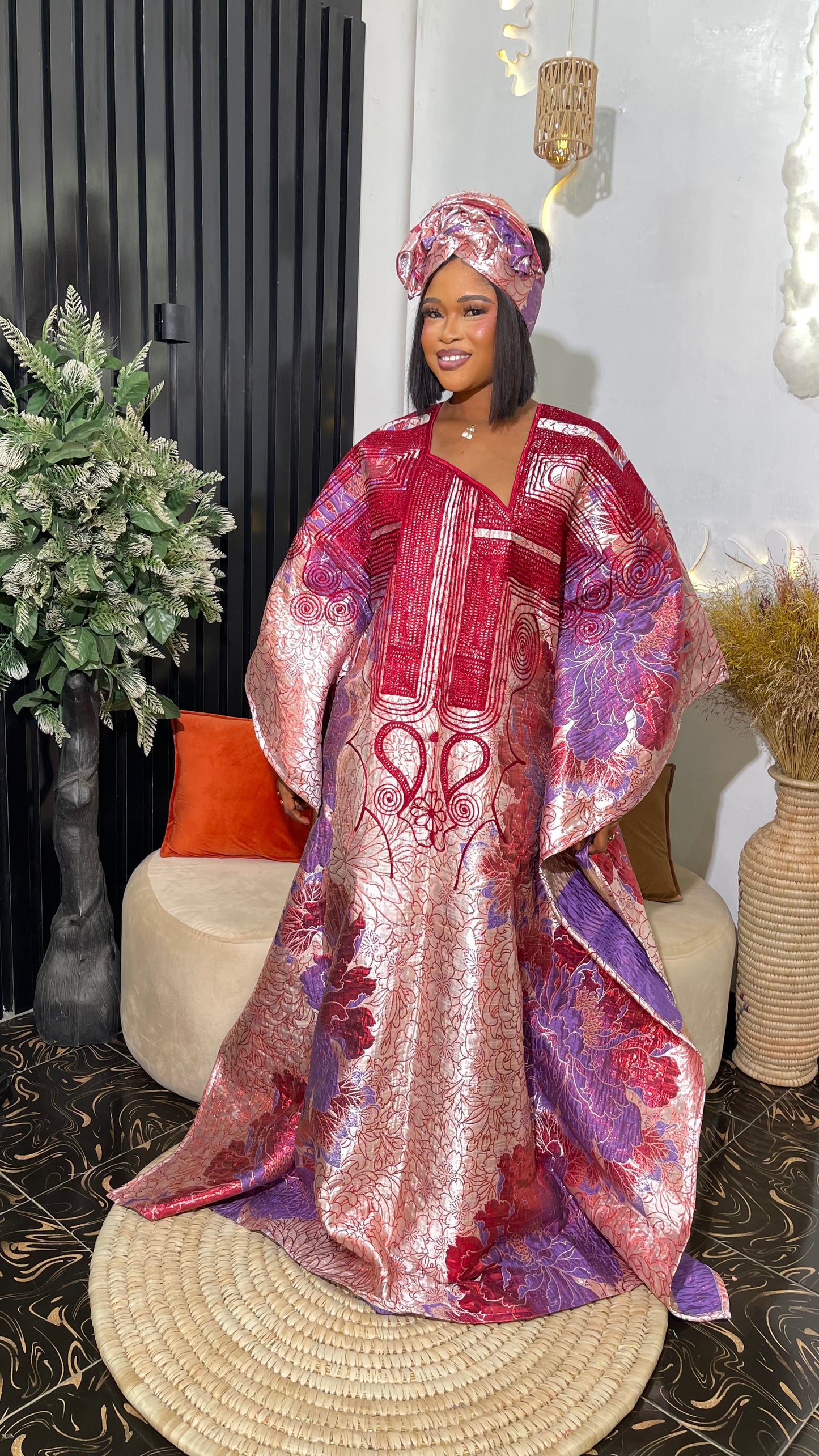 Morire Luxury Damask bubu dress with embroidery