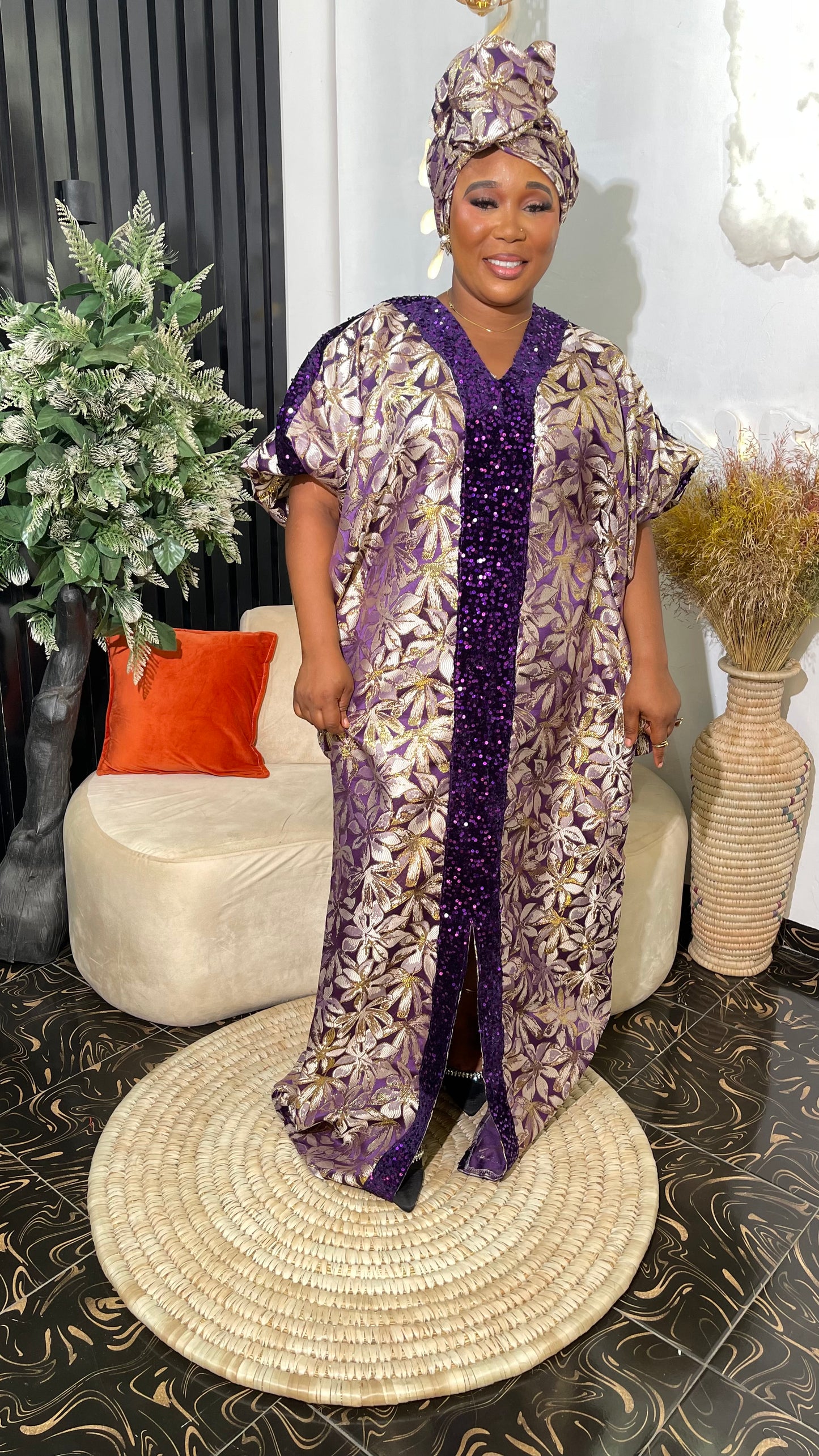 Ope Elegant Damask bubu dress / Brocade with sequin