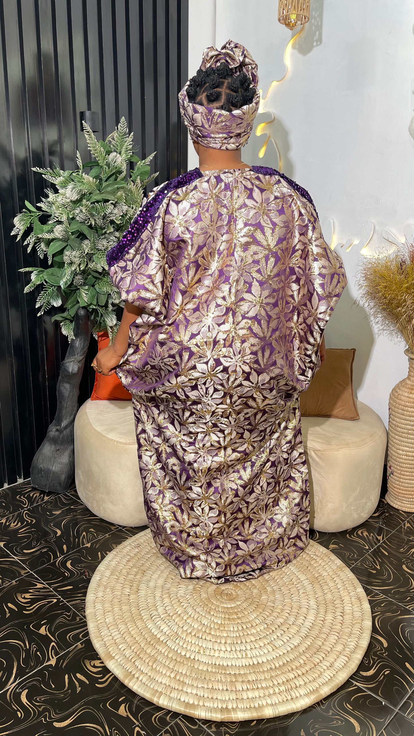 Ope Elegant Damask bubu dress / Brocade with sequin