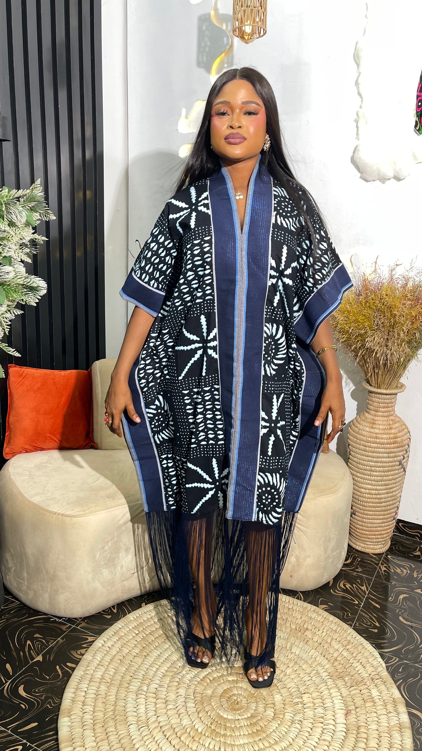 Caro fringe Ankara Dress With Aso Oke