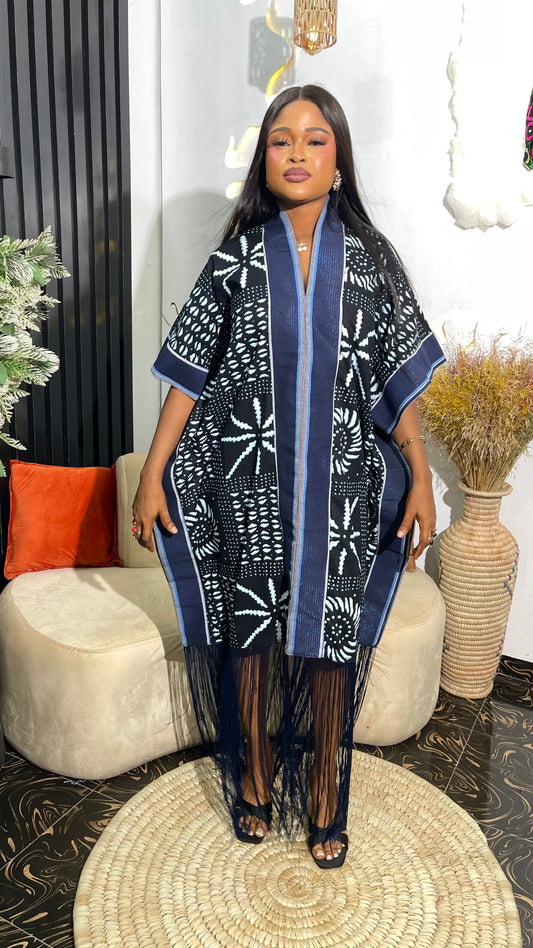 Caro fringe Ankara Dress With Aso Oke