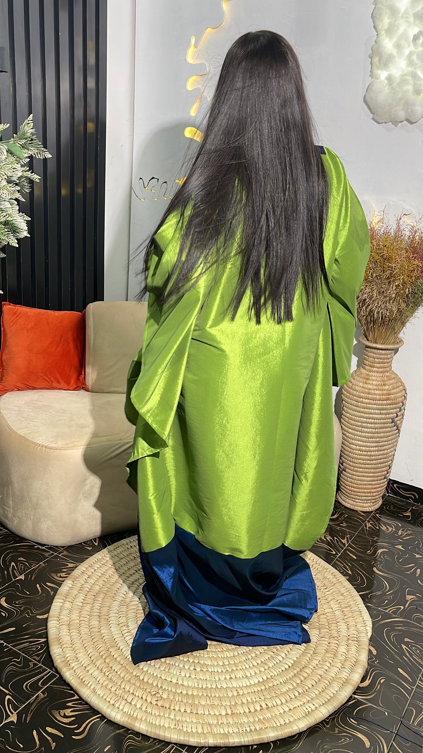 Rukie Luxury Micado Bubu Dress With Embroidery