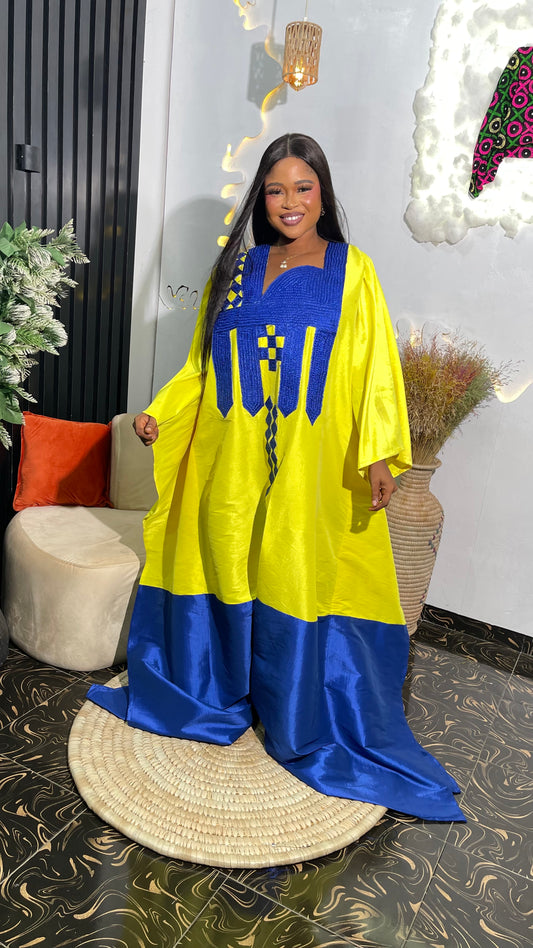 Rukie Luxury Micado Bubu Dress With Embroidery