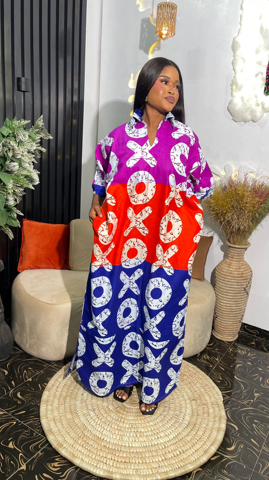 XOXO print Ankara maxi free dress