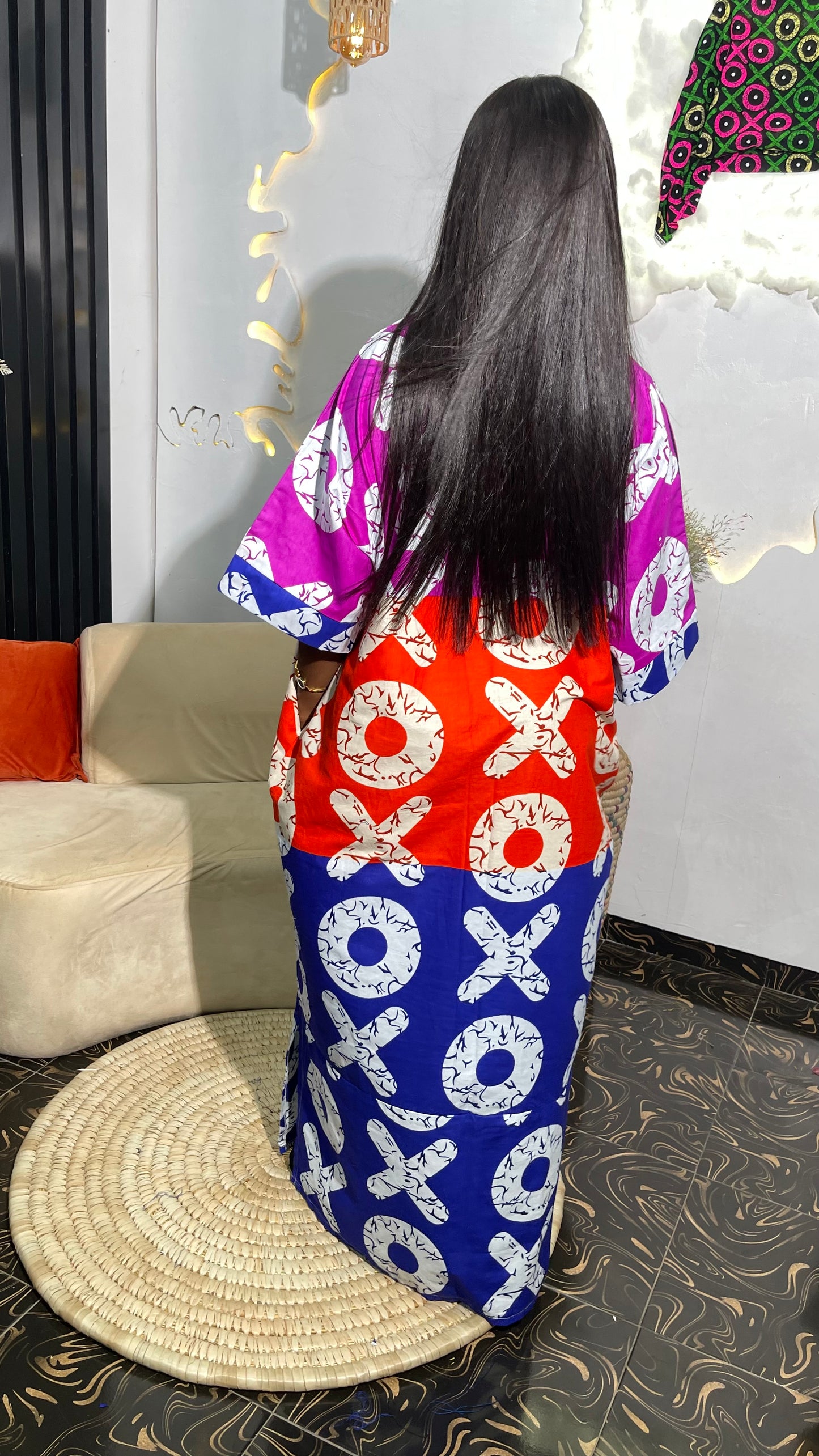 XOXO print Ankara maxi free dress