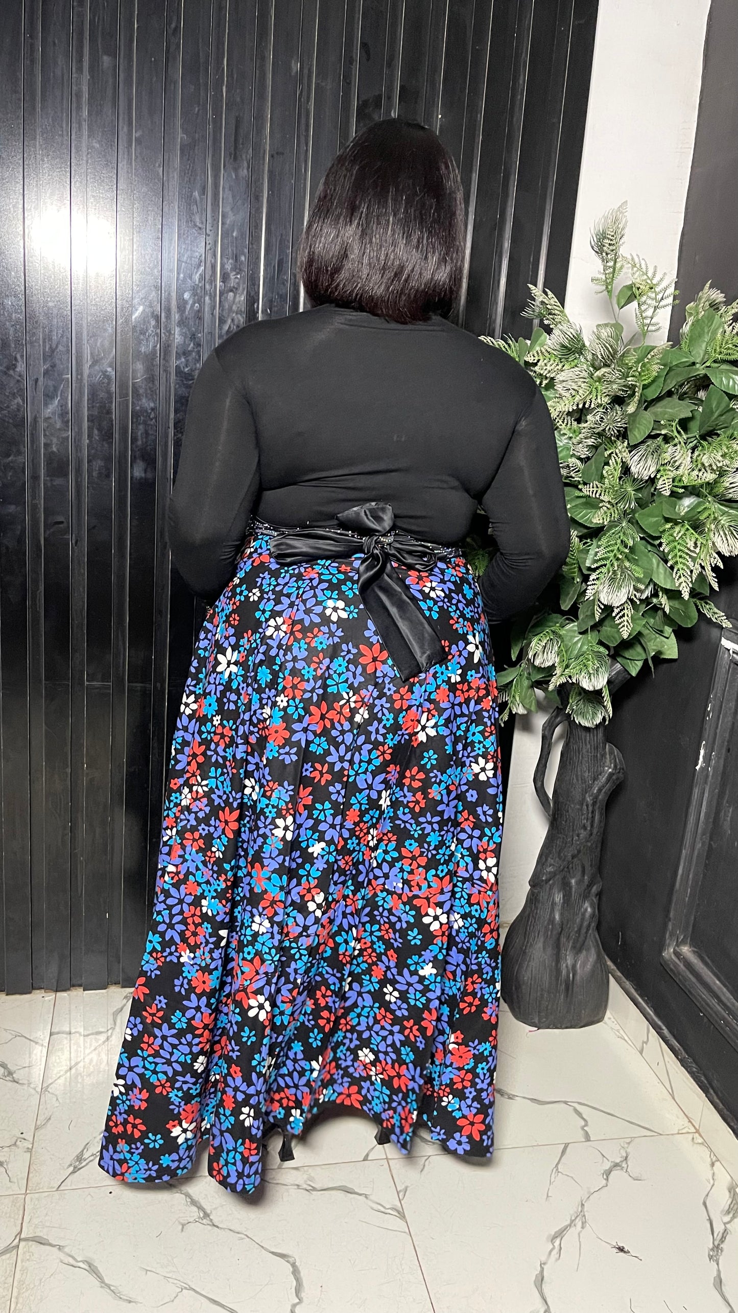 Iremide maxi Ankara flared wrap skirt with embellished band