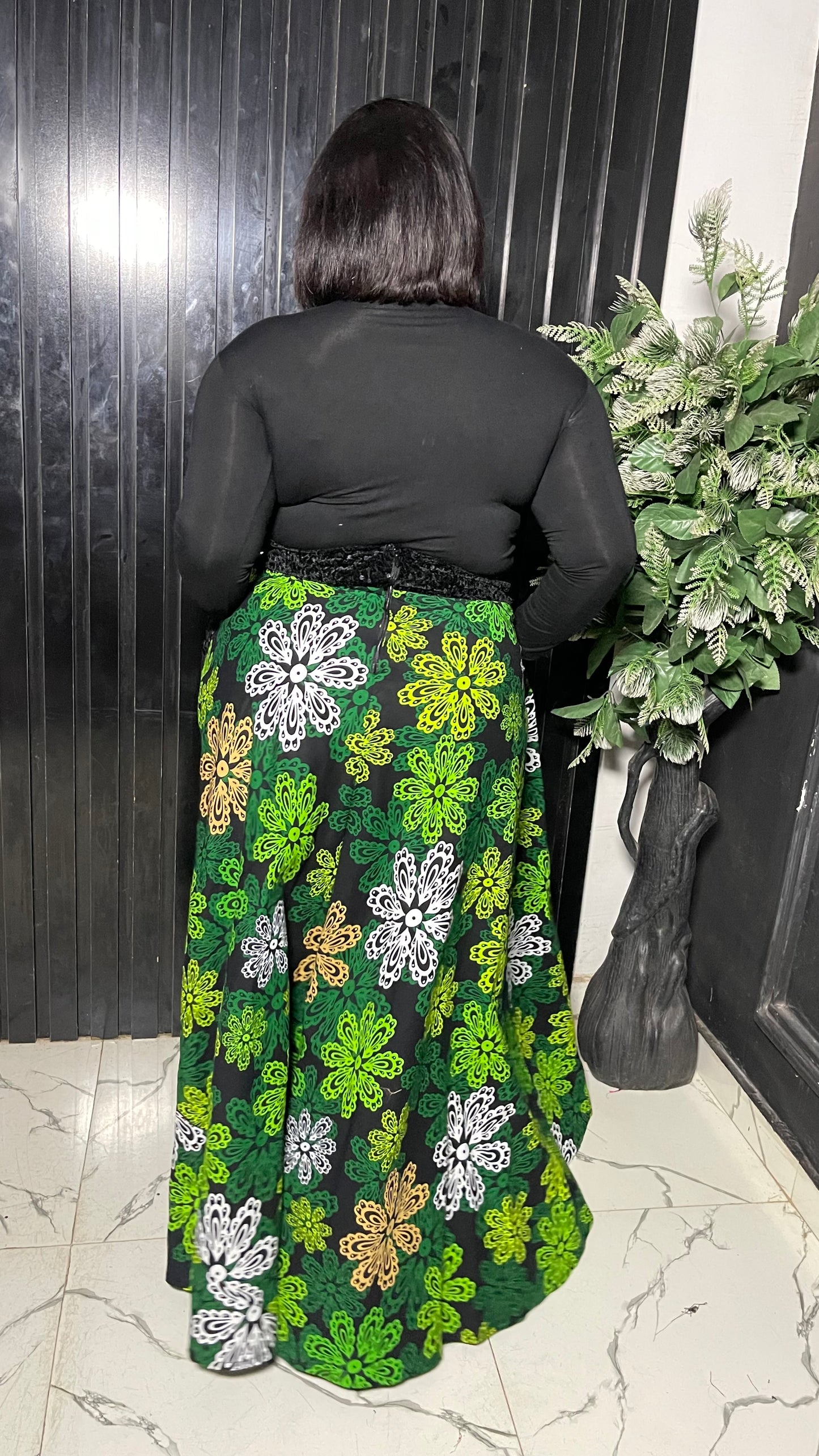 Remmy maxi Ankara flared skirt with sequin band